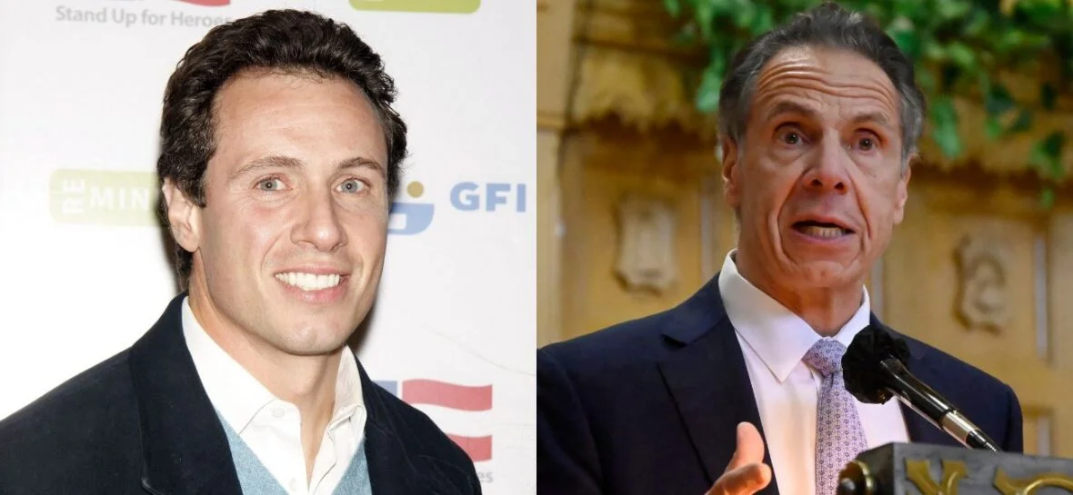 A side-by-side collage of Chris and Andrew Cuomo