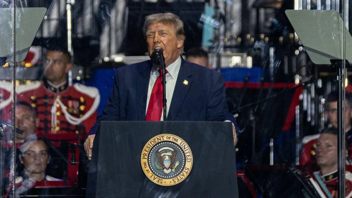 Image of Donald Trump praised Theodore Roosevelt during the library dedication ceremony.