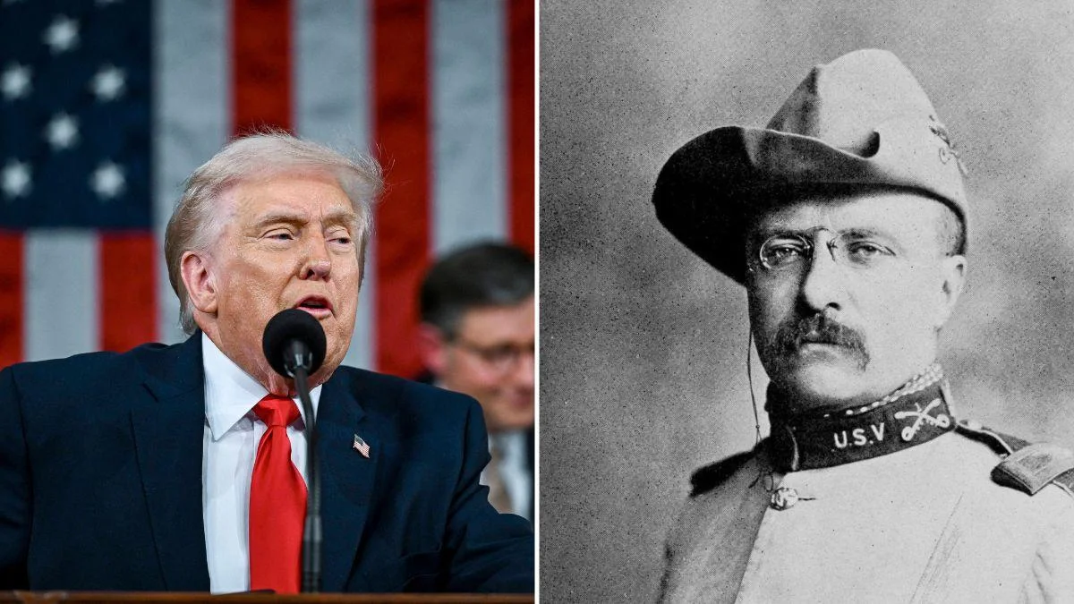 Image of Donald Trump was mocked for 'seeming to believe AI Teddy Roosevelt is real.'