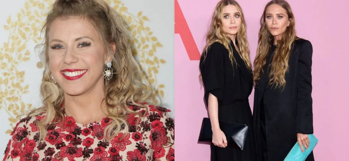 Photo collage of Jodie Sweetin and Mary-Kate and Ashley Olsen.