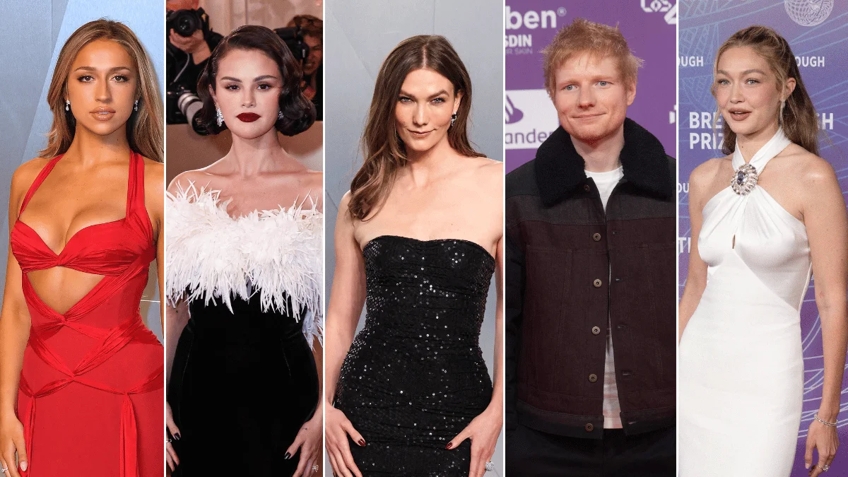 Tate McRae;Selena Gomez; Karlie Kloss; Ed Sheeran; Gigi Hadid 