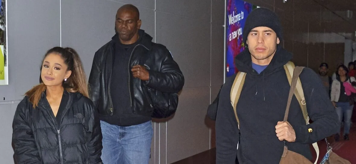 Ariana Grande and Ricky Alvarez are seen upon arrival at Tokyo International Airport in April 2016.