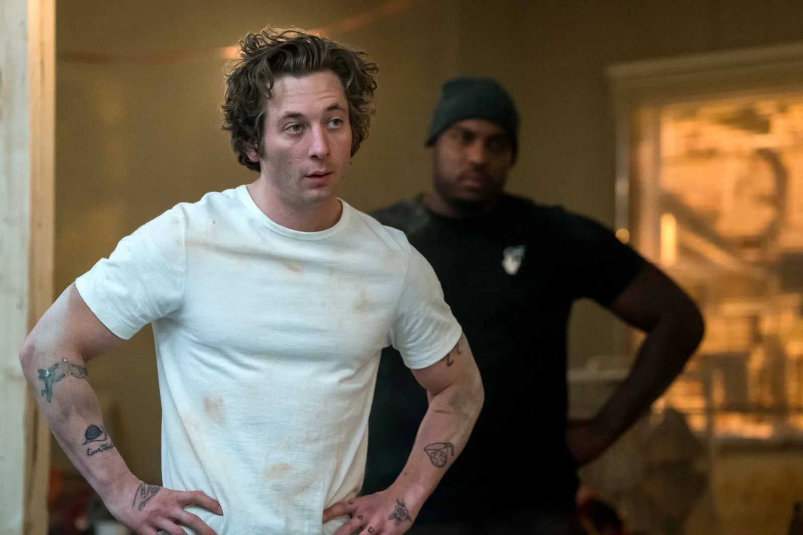 Image may contain Jeremy Allen White Adult Person Clothing TShirt Face and Head