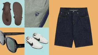 Image may contain Clothing Footwear Shoe Sneaker Pants Jeans and Skirt