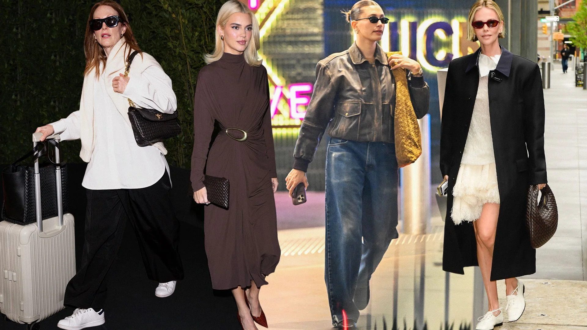 Image may contain Kendall Jenner Hailey Baldwin Clothing Coat Adult Person Jacket Pants Accessories and Bag