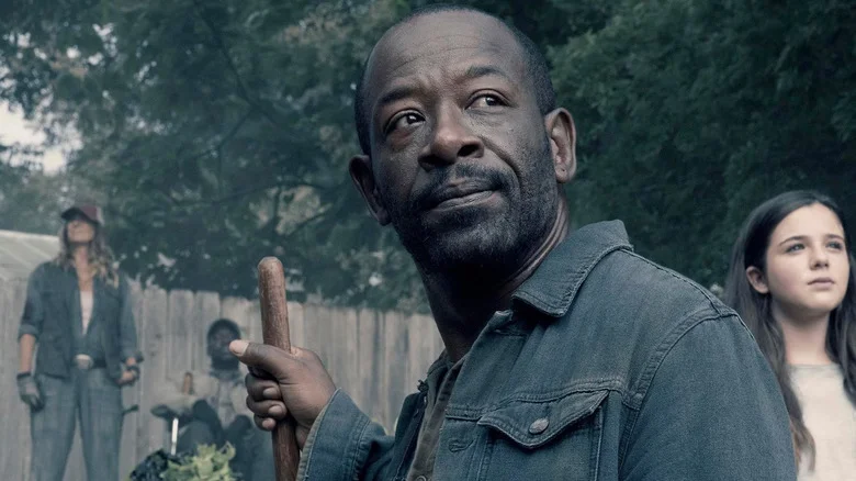 Lennie James as Morgan looking over his left shoulder in The Walking Dead