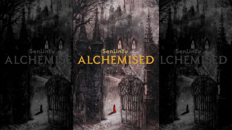 An image of the cover of Alchemised by SenLinYu, depicting a woman in red approaching a large castle.