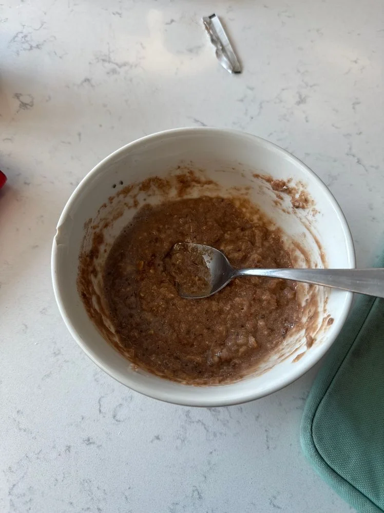 Factor Form chocolate whey protein mixed into instant oatmeal