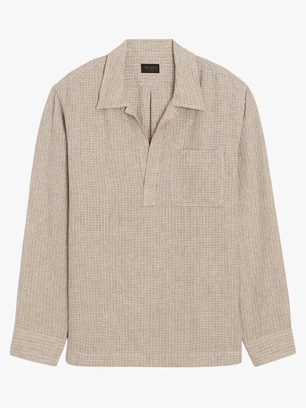 Image may contain Home Decor Linen Clothing Long Sleeve Sleeve Coat Shirt and Blouse