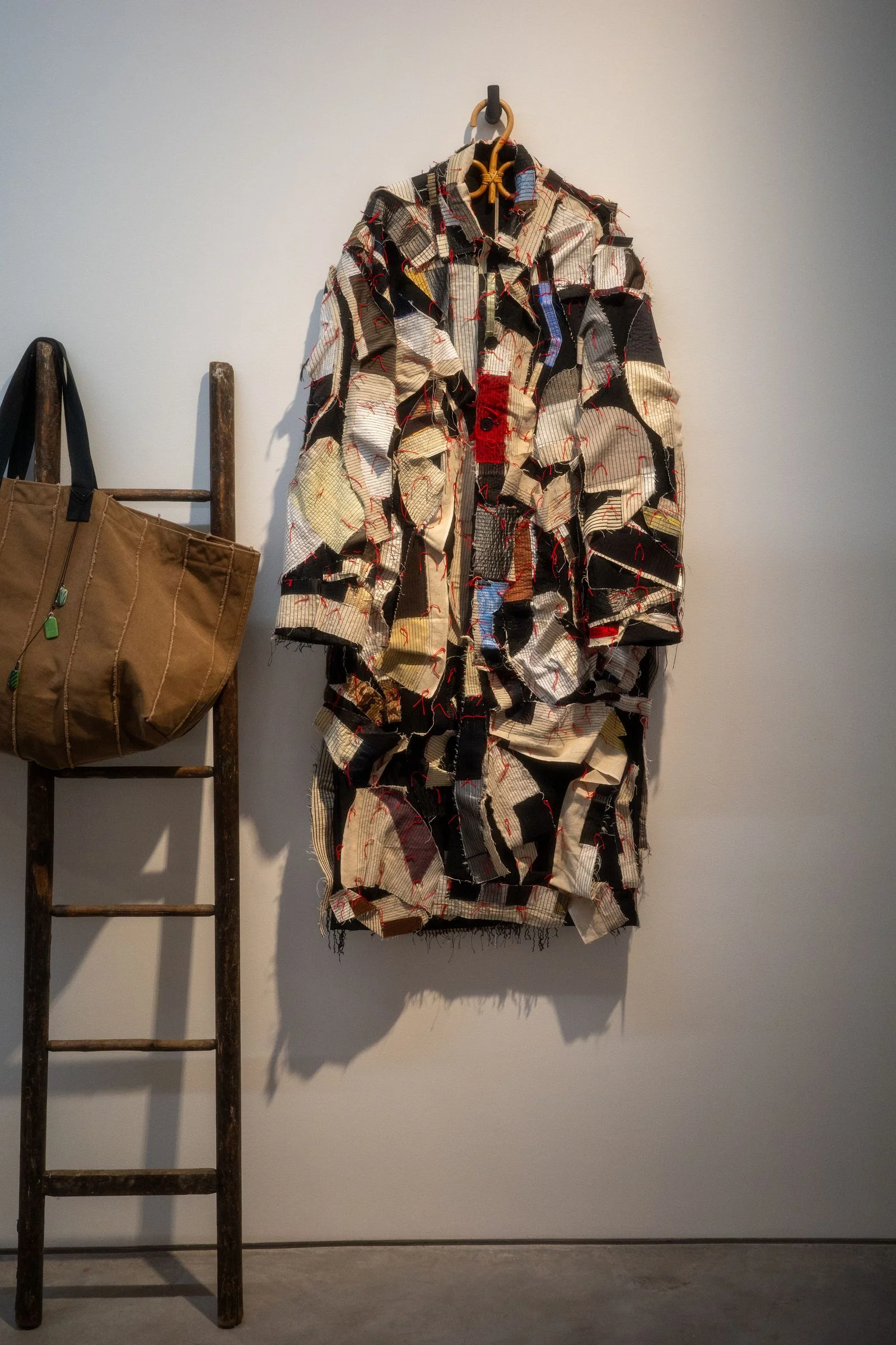 A jacket created from leftover garment scraps