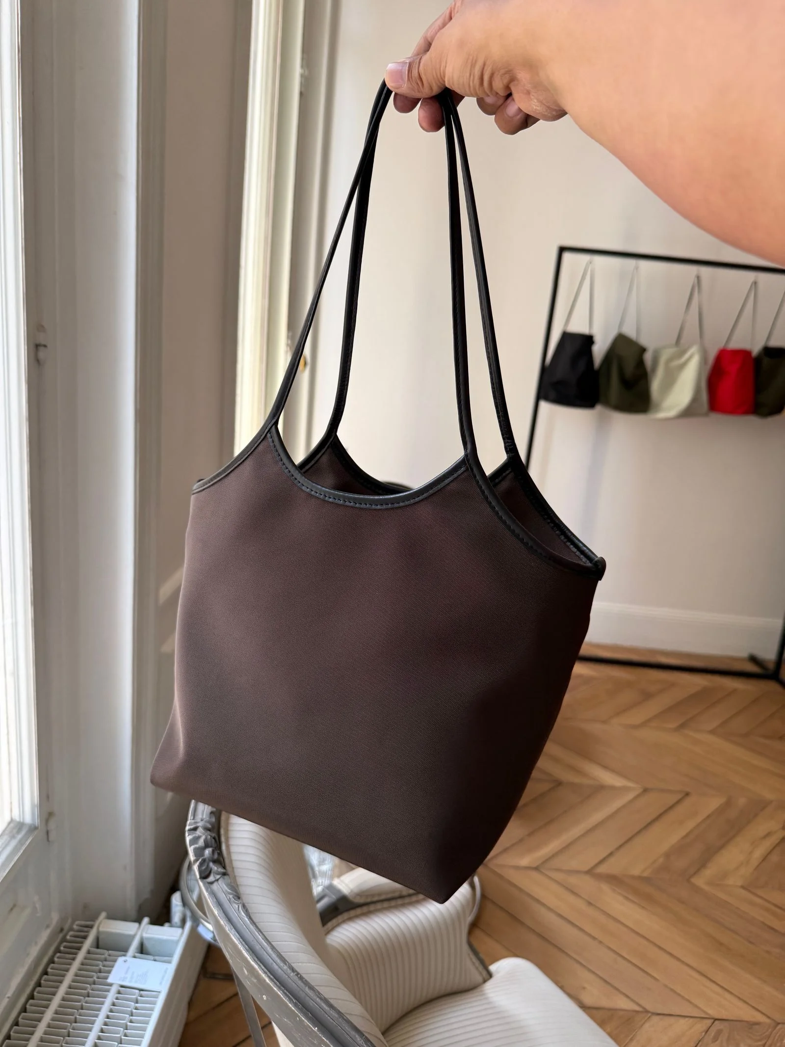 A brown tote bag