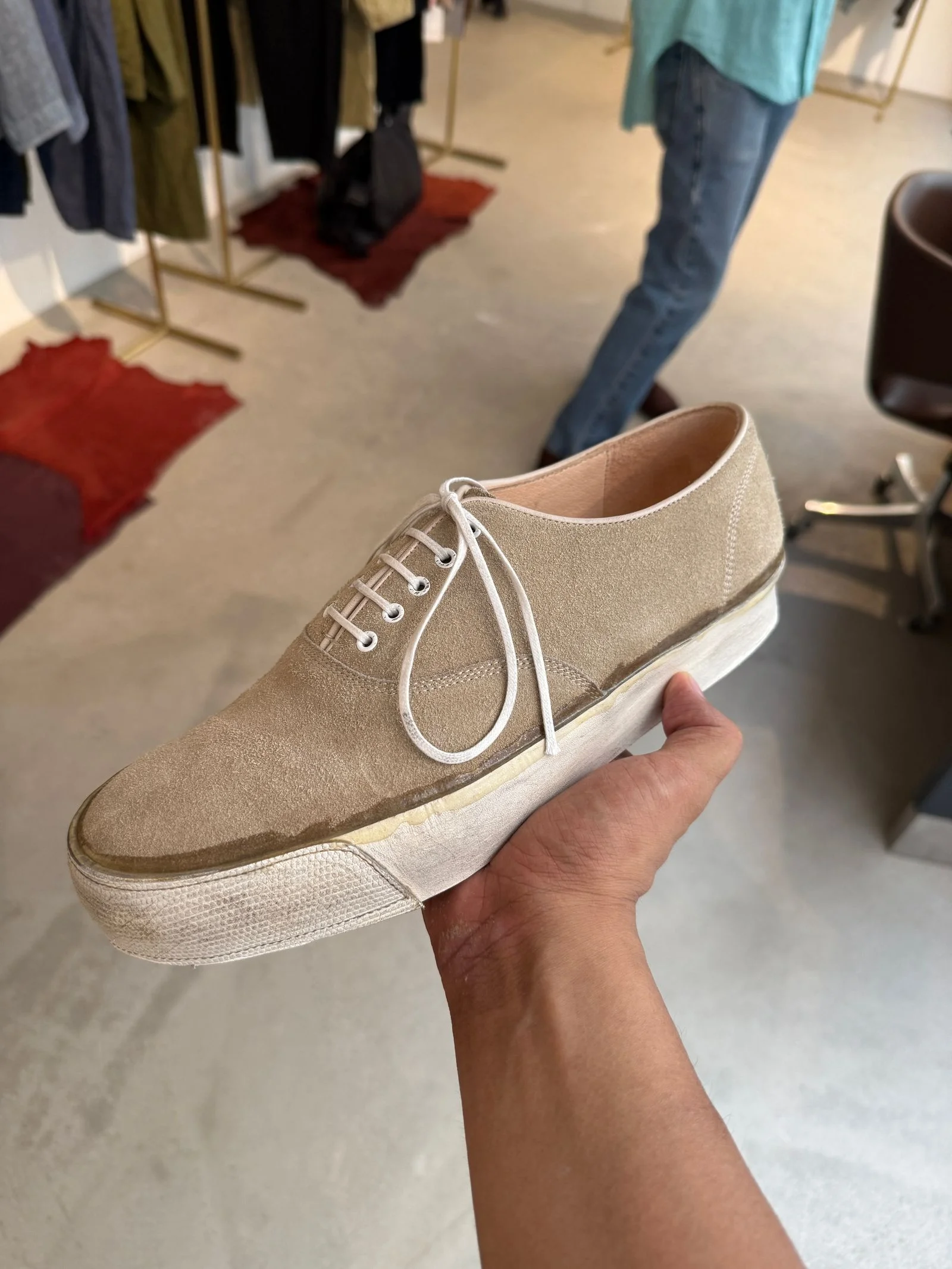 A beige sneaker