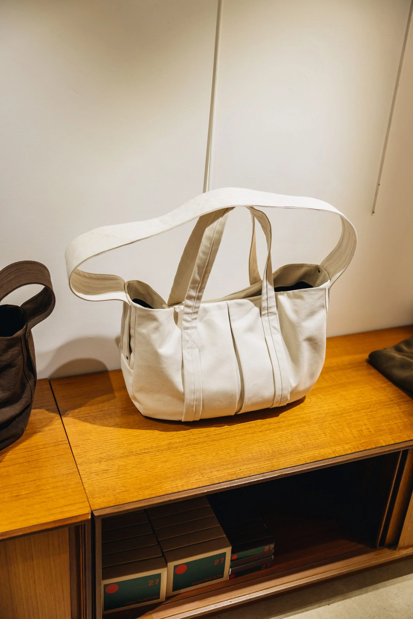 A white handbag