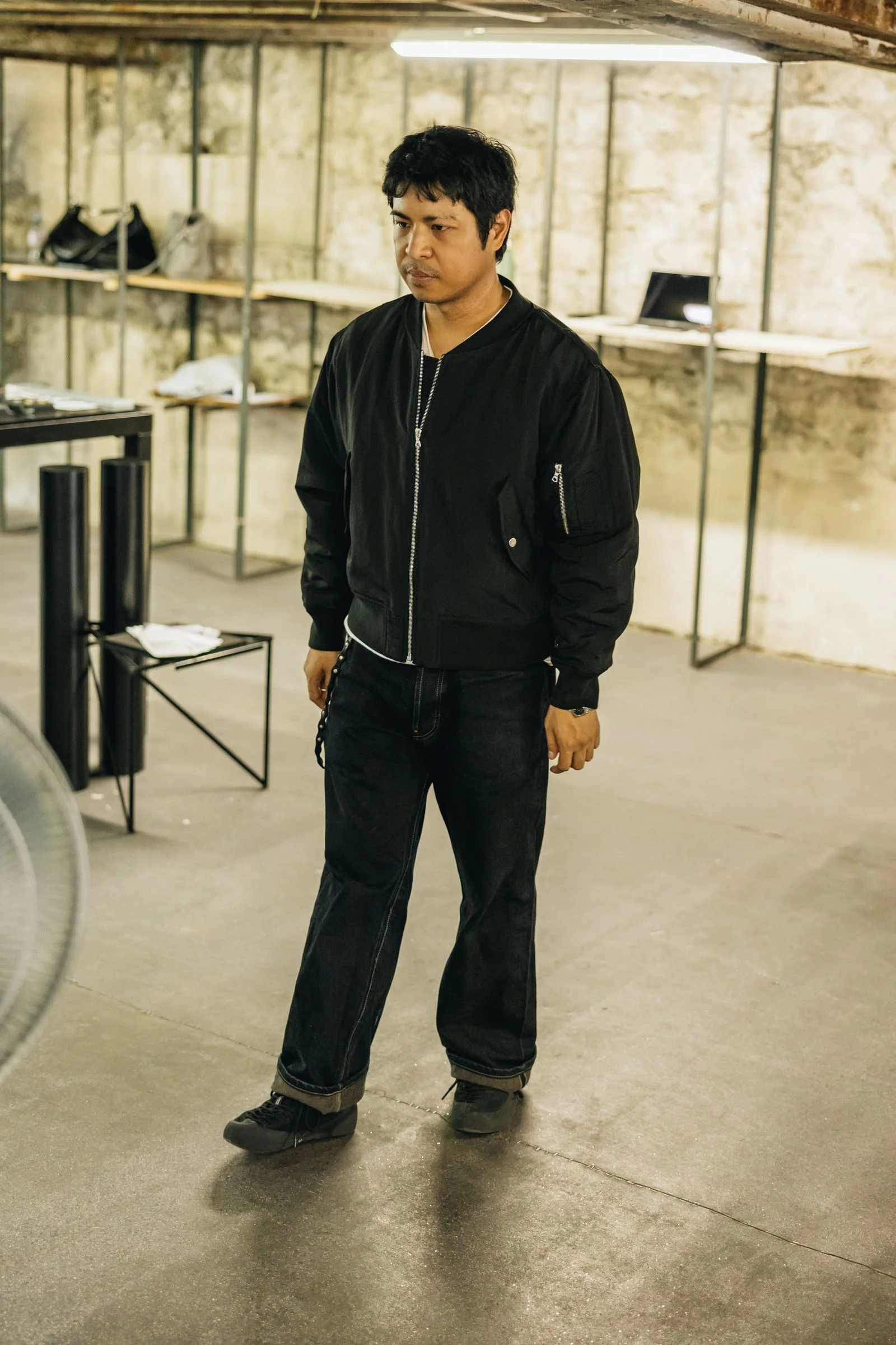 The writer in a Paris Fashion Week showroom