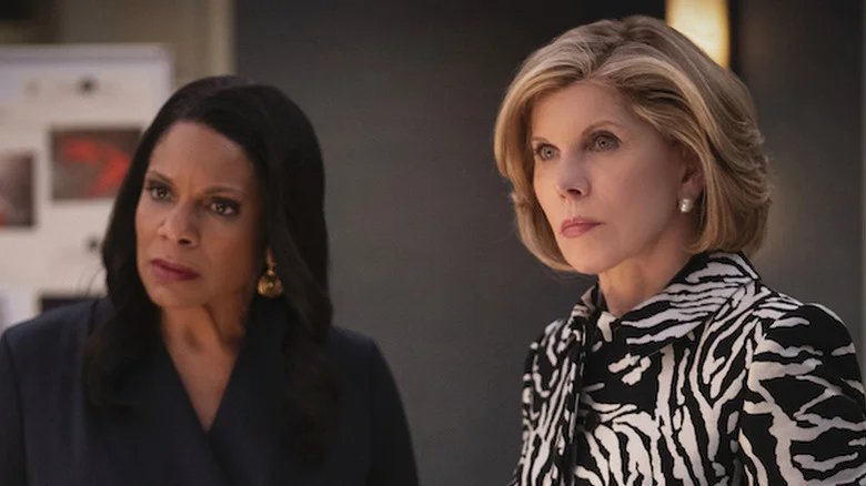 Liz Reddick (Audra McDonald) and Diane Lockhart (Christine Baranski) stare intently in an office in The Good Fight