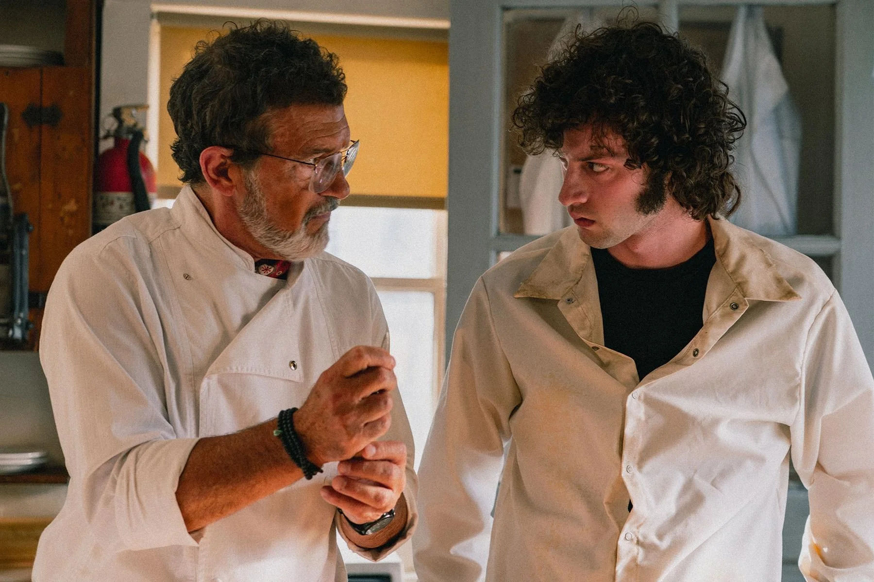 Dominic Sessa and Antonio Banderas in ‘Tony.’