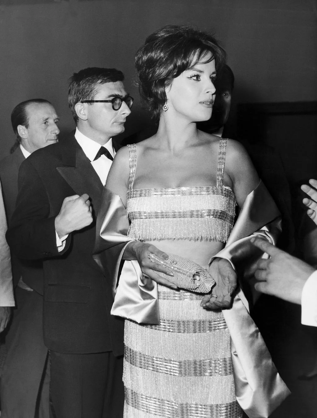 Image may contain Antonella Lualdi Claude Chabrol Antonella Lualdi Clothing Dress Adult Person and Formal Wear