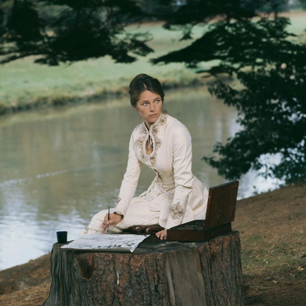 Image may contain Charlotte Rampling Person Sitting Plant Tree and Adult