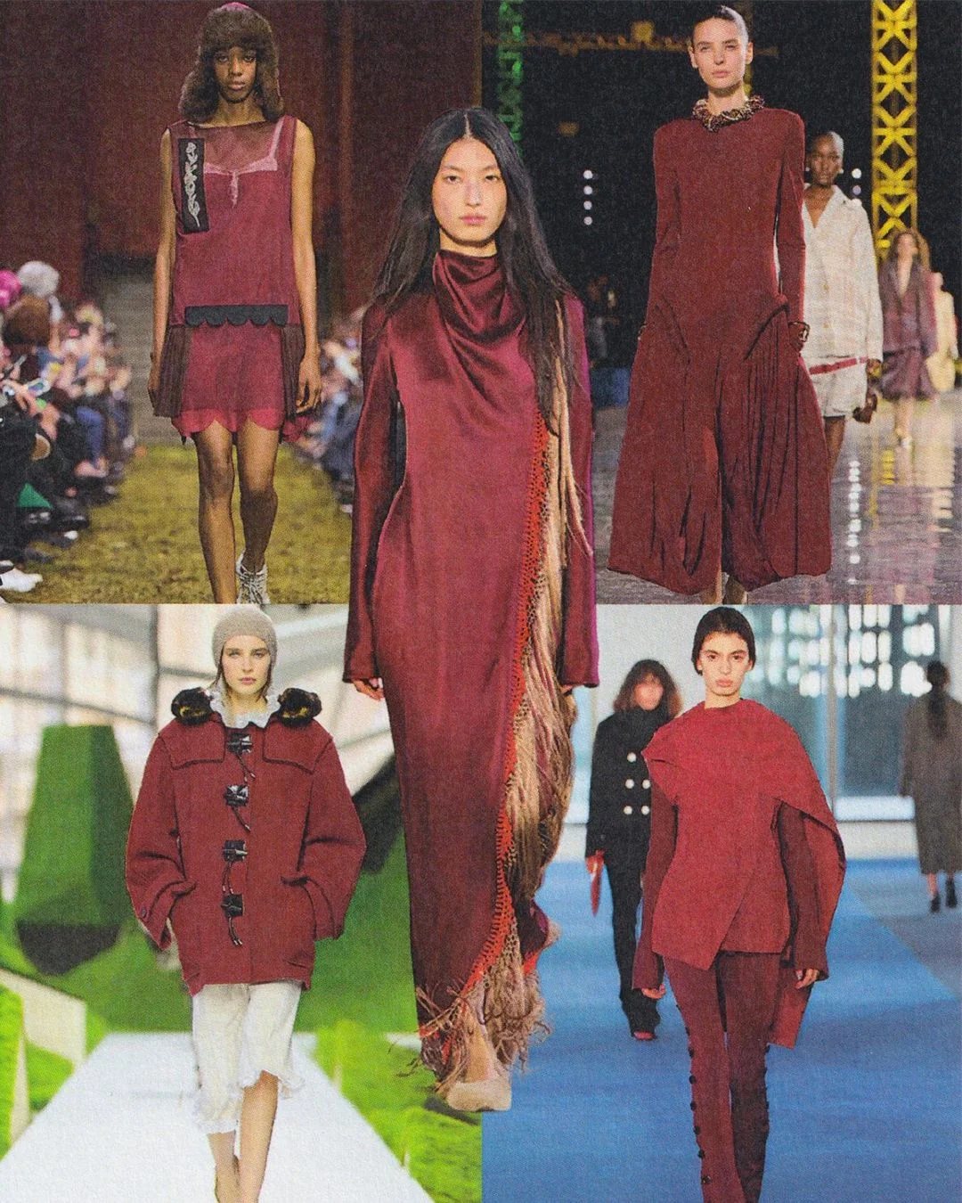 Image may contain Kim Sunghee Cassi Van Den Dungen Liza Manili Fashion Maroon Adult Person Clothing and Long Sleeve