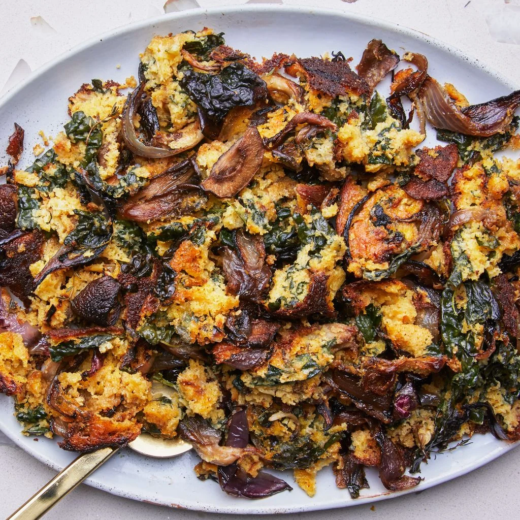 This image may contain Food Dish Meal Platter Pork Dinner Supper and Plant