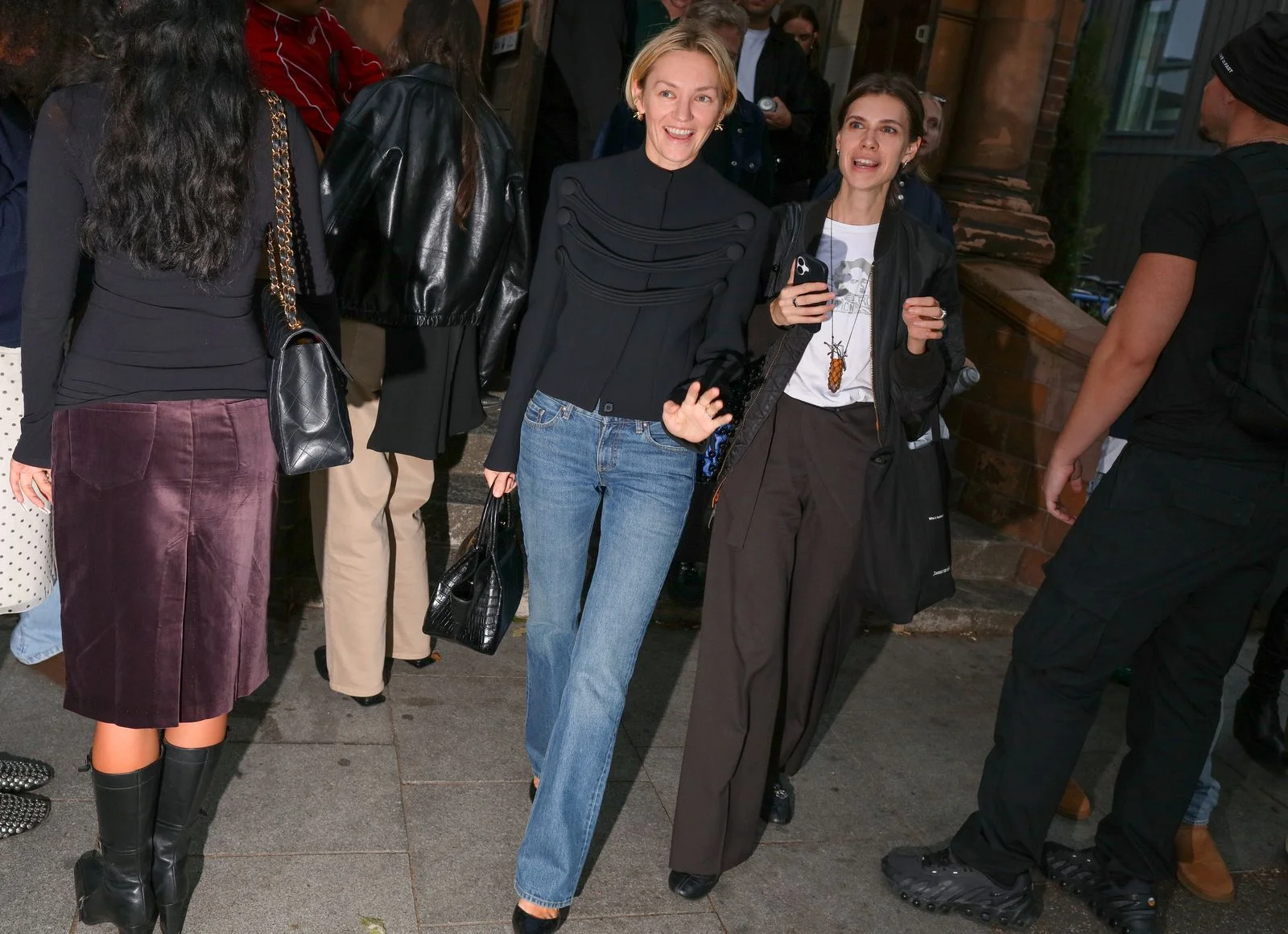 Image may contain Larissa Waters Kalki Koechlin Jordana Brewster Clothing Pants Jeans Accessories Bag and Handbag