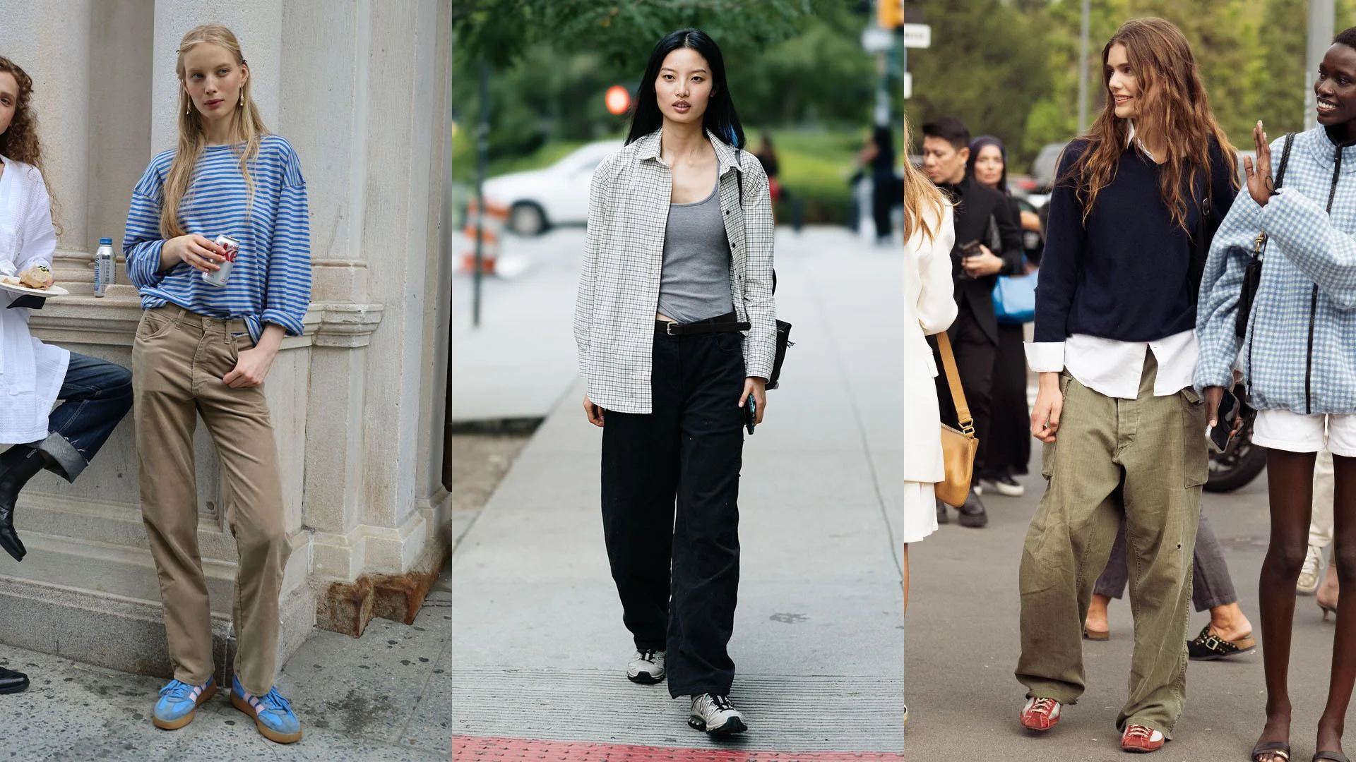 Image may contain Kim Sunghee Clothing Pants Jeans Blazer Coat Jacket Pedestrian Person Standing and Black Hair