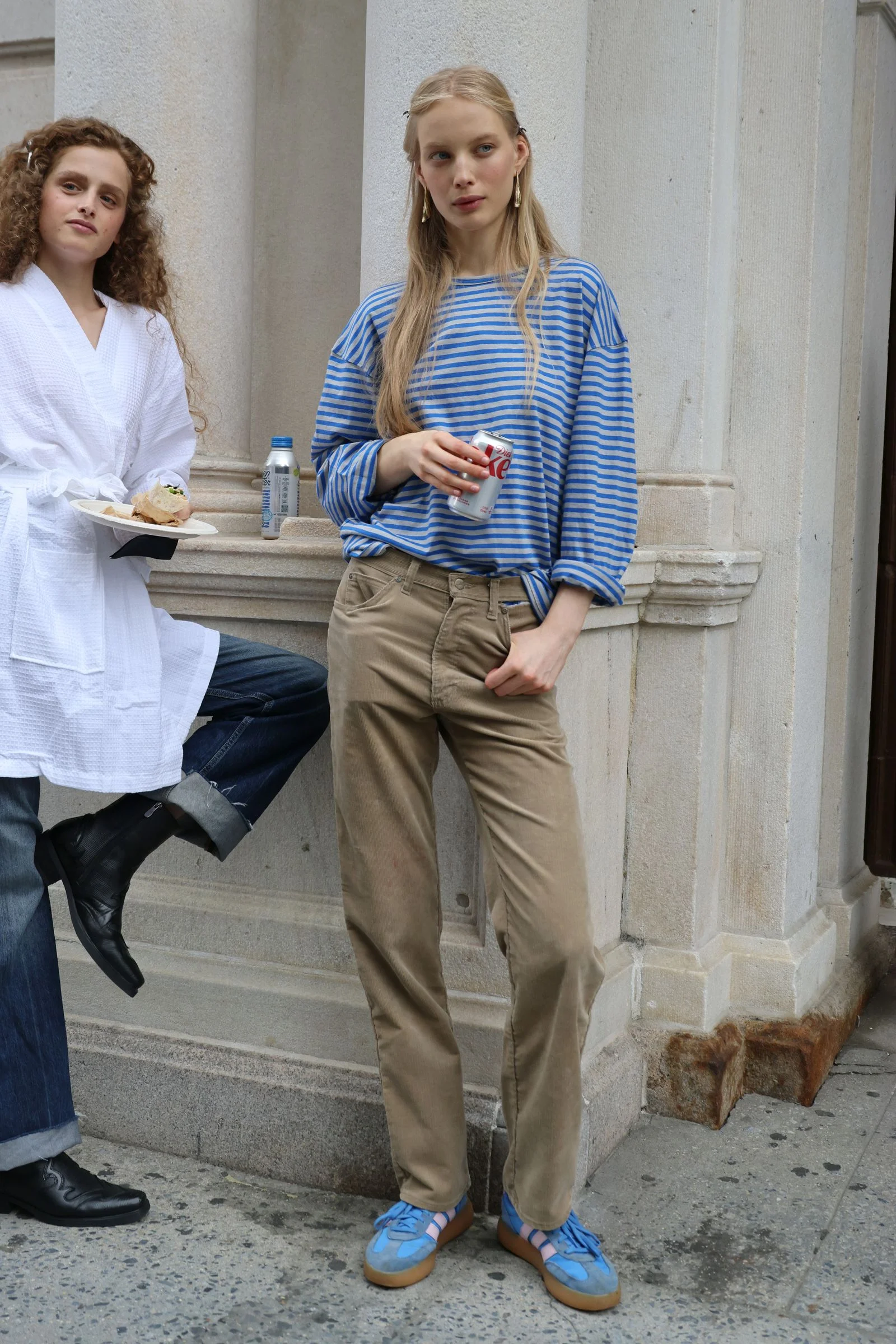 Image may contain Clothing Pants Adult Person Blonde Hair Footwear and Shoe