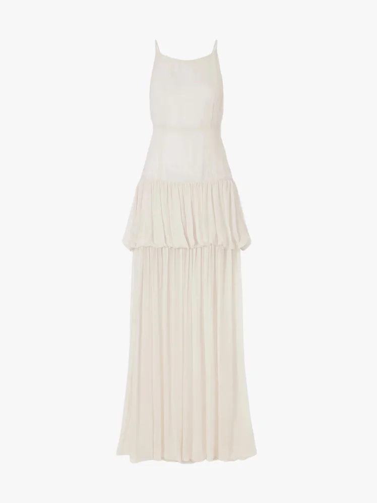 Image may contain: Clothing, Dress, Blouse, Skirt, Formal Wear, Home Decor, Linen, Fashion, Gown, Wedding, and Wedding Gown