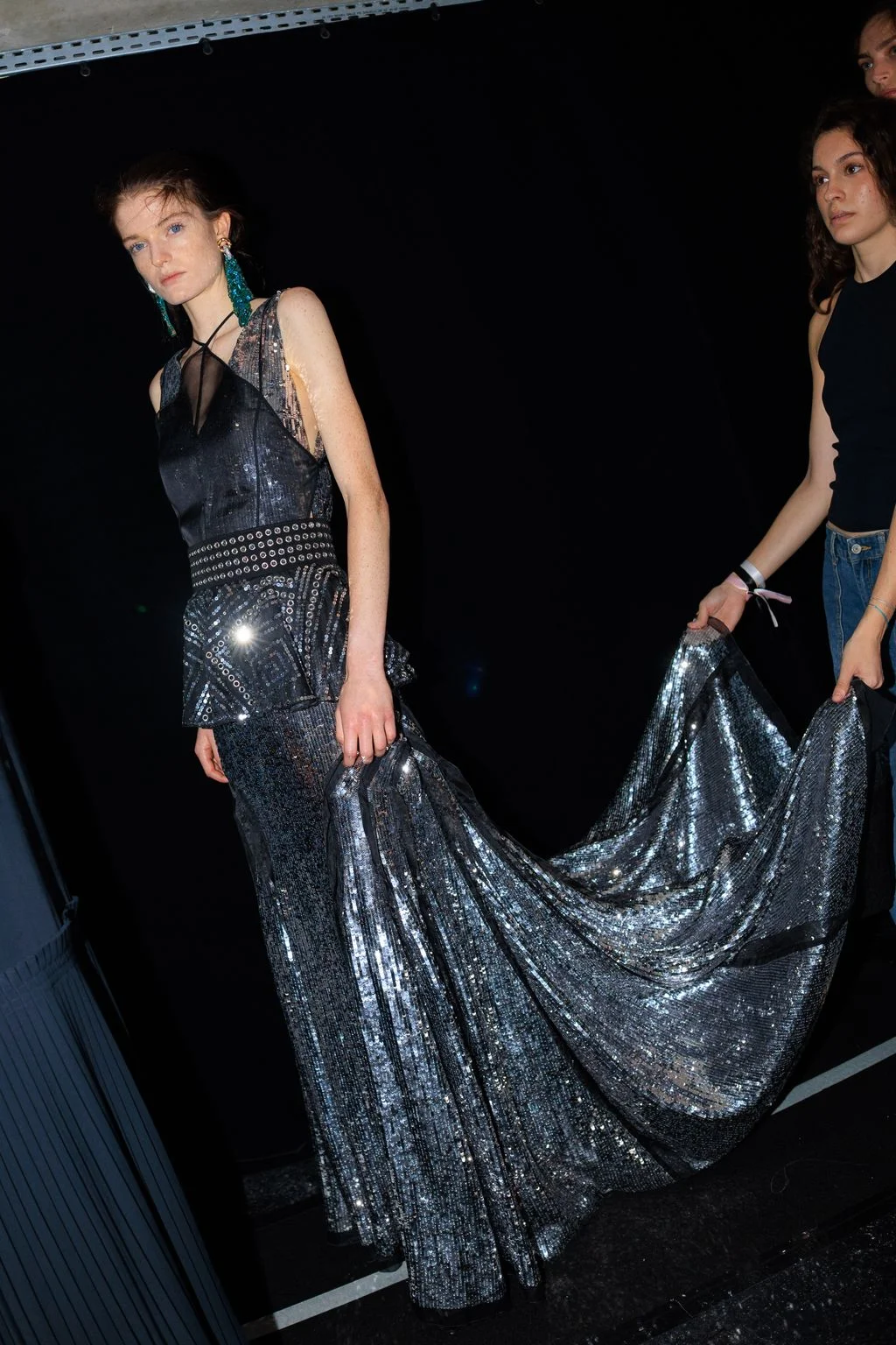 Image may contain Marine Deleeuw Clothing Dress Evening Dress Formal Wear Fashion Adult Person Wedding and Gown
