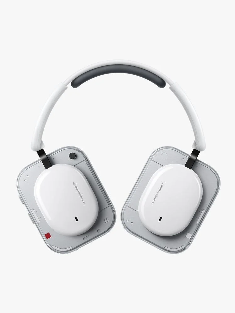 Earphones on a flat background.