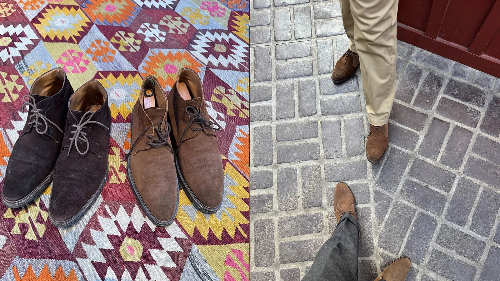 Image may contain Floor Home Decor Clothing Footwear Shoe Rug and Path
