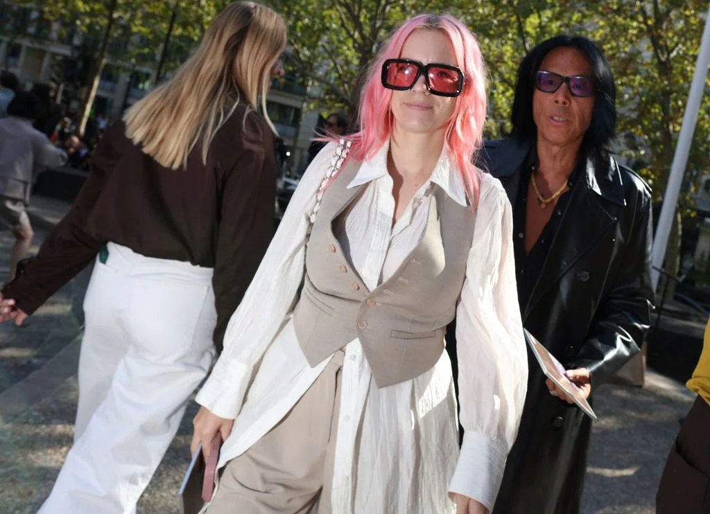 Image may contain Alexz Johnson Hair Person Adult Accessories Sunglasses Pink Hair Child Jewelry Necklace and Face