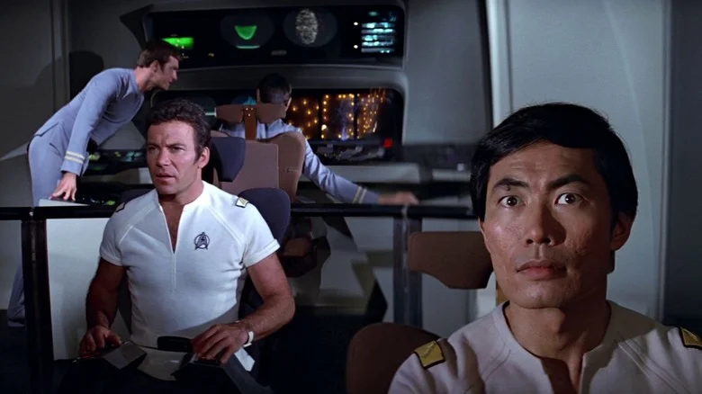 Admiral Kirk and Sulu on the bridge of the Enterprise in Star Trek: The Motion Picture